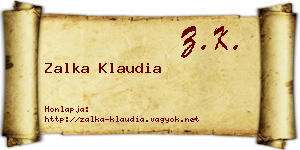 Zalka Klaudia névjegykártya